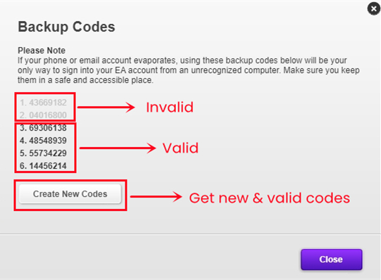 get new backup codes